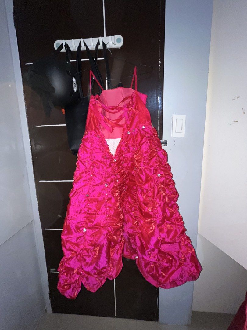 Pink Formal Prom Gown (Category: Dresses) located in Manila. Submitted by angelofjoy (Listing ID 1438679150, Image 2). Description: FOR SALE GOWN!! USED ONLY ONCE! - Stunning pink formal dress - Ruched bodice and skirt - Sparkling embellishments - Delicate spaghetti straps - Unique back design - Made of shiny, satin-like material - Ideal for special events GOODS NA GOODS FOR ELEM PROM.