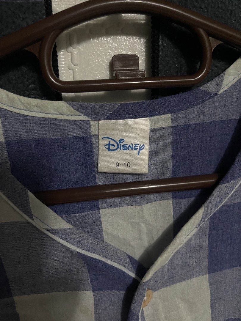 Pre owned Disney Mickey Mouse Plaid Shirt (Category: Shirts) located in Quezon City. Submitted by listless32 (Listing ID 1438692322, Image 2). Description: W 16.5 L 20 Disney Mickey Mouse plaid shirt. Needs wash Size 9-10. Short sleeves, button-up. Made in Korea..
