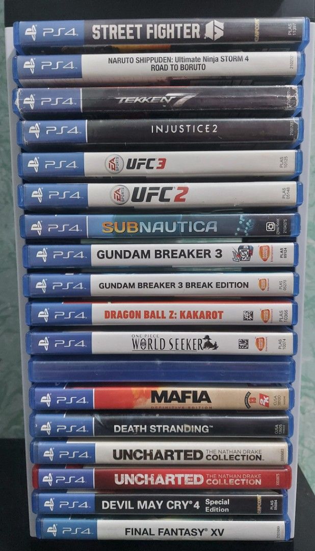 PS4/PS3/PS5 Games FOR SALE (Category: PlayStation) located in Santa Rosa. Submitted by agentred1142 (Listing ID 1438630601, Image 2). Description: Collection of PS4 games available. STA ROSA LAGUNA Titles include Hogwarts Legacy, Dead Island 2, Resident Evil 3, Assassin's Creed Valhalla, Spider-Man, Street Fighter, Tekken, UFC 3, Subnautica, Dragon Ball Z: Kakarot, Death Stranding, Uncharted Collection, Final Fantasy XV, Gran Turismo Sport, The L