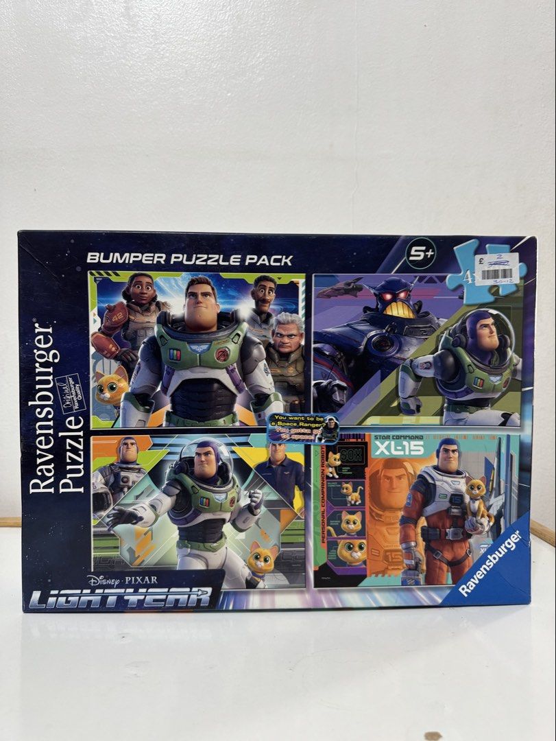 Ravensburger Disney Pixar Lightyear Bumper Puzzle Pack (Category: Board Games & Puzzles) located in Imus. Submitted by ca_readandroll (Listing ID 1438657869, Image 1). Description: - Ravensburger Lightyear Bumper Puzzle Pack - Features characters from Disney Pixar's Lightyear - Recommended for ages 5+ - Includes multiple puzzles - Box art features Buzz Lightyear and other characters - like new, all 4 puzzle complete.