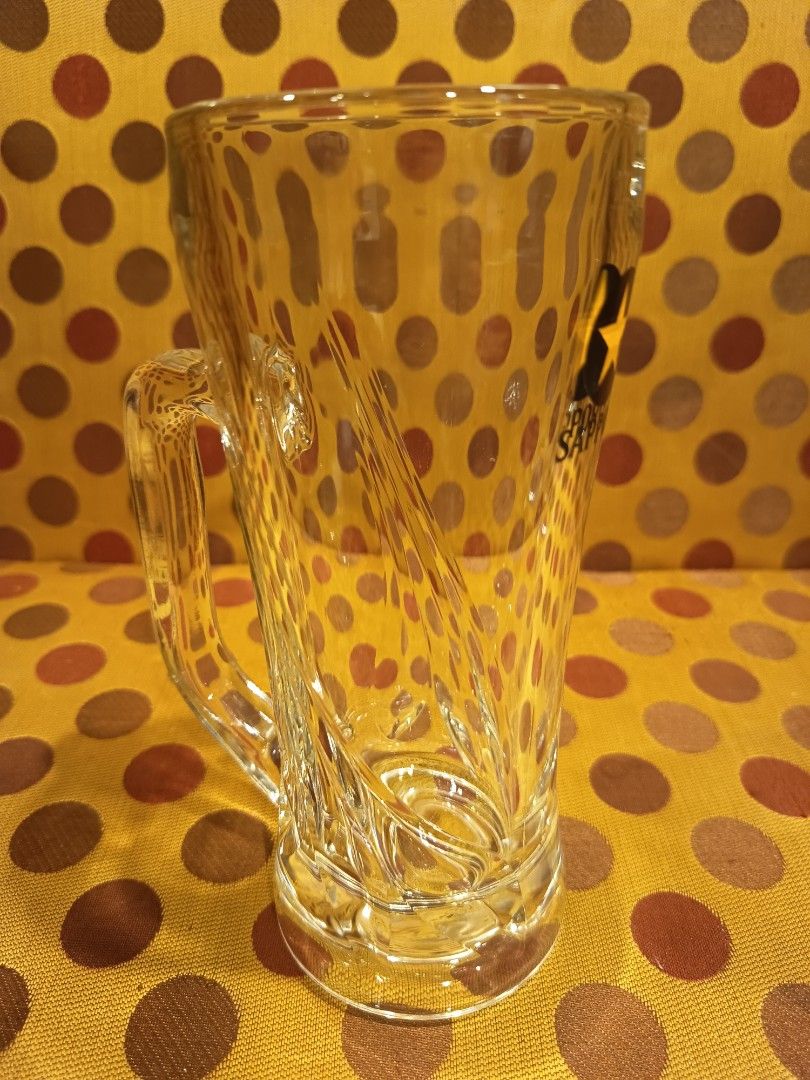 Sapporo Beer Glass with Handle (Category: Water Bottles & Tumblers) located in Makati City. Submitted by taditzantiqueandvintagestore (Listing ID 1438602460, Image 2). Description: Sapporo Beer Mug Glass • 4 pcs. Available • 7" inches height • 3" inches diameter • 380.00 pesos each Text or Call : ZeroNine225332345 .. Makati Area : .