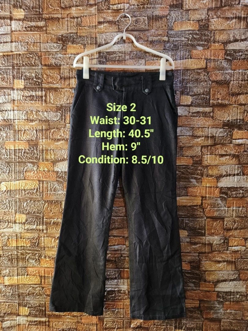 Schlüssel Black Flare Pants Size 2 (Category: Jeans) located in Davao. Submitted by vndrgd (Listing ID 1438599551, Image 1). Description: - Black Schlüssel pants - Size 2 - Waist: 30-31 inches - Length: 40.5 inches - Hem: 9 inches - Features button details - Zipper closure - Made of sturdy material - Brand and size tag present.