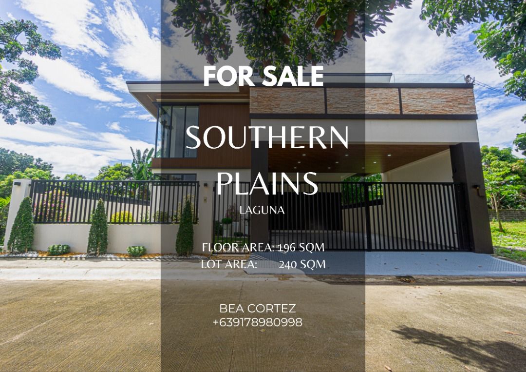 SOUTHERN PLAINS FOR SALE (Category: House & Lot) located in Makati City. Submitted by bea.09178980998 (Listing ID 1438603075, Image 1). Description: 🏠Southern Plains🔥 Code: 5883 🎉For Sale - 28,000,000.00 Price/ sq.m. (Sale): 142,857.14 Direct: Yes # BR: 4BR # TB: 3.5 FA: 196 LA: 240 Inclusions: Parking Slot: 2 Property Features: ✔With an automatic gate ✔Spacious backyard ✔Proximity to key establishments: 2-minute drive to SLEX entry 10-min dri