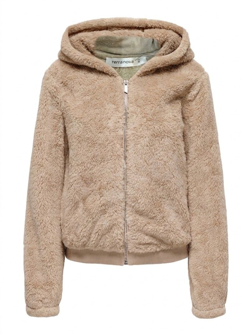 Terranova Teddy Bear Fur Jacket with Hood (Category: Coats, Jackets and Outerwear) located in Santa Rosa. Submitted by love.princess (Listing ID 1438590085, Image 2). Description: Brand: Terannova Orig price: 1,695 Used 2x Size M (but fits up to Large) No issue/flaws. - Terranova teddy bear jacket - Soft, teddy bear texture - Zip-up closure - Hood for warmth - Two front pockets - Neutral beige color - Easy to pair with outfits - Perfect for chill