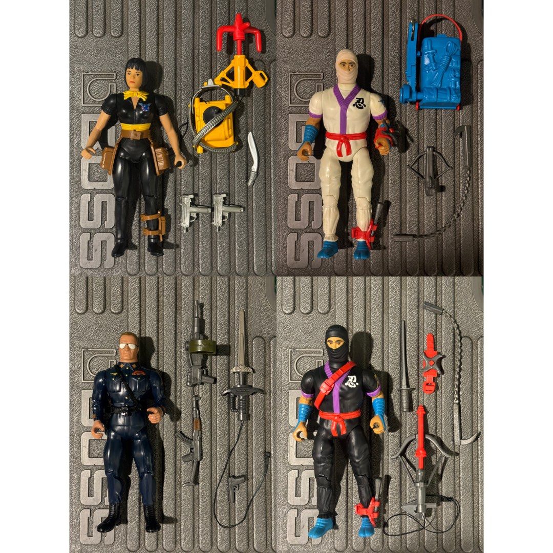 Rambo Forces of Freedom (Category: Action & Battle Toys) located in Quezon City. Submitted by dsemana (Listing ID 1438560759, Image 2). Description: - Vintage Action Force figure set. - Includes multiple figures. - Comes with various accessories: weapons, backpacks, and more. - Features vehicles: motorcycle and multi-wheeled vehicle. .