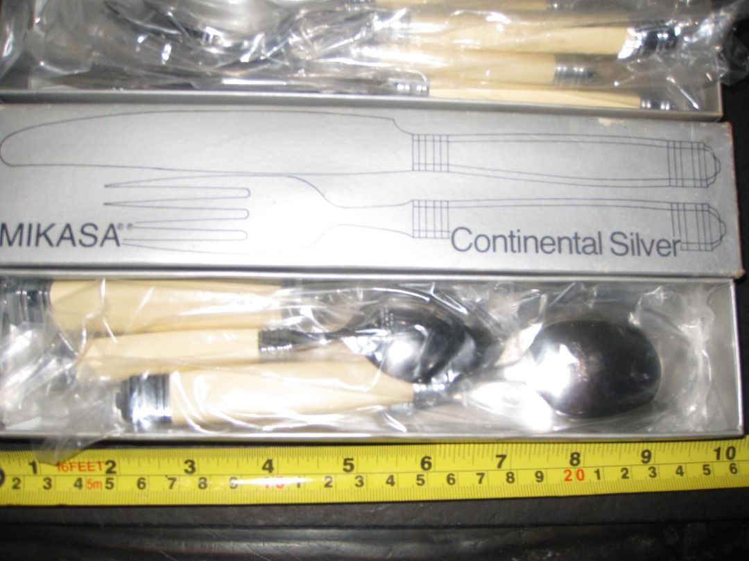 Vintage Mikasa "Continental Ivory" Flatware Set for 2 (Category: Dinnerware & Cutlery) located in Baguio. Submitted by mrbrunno (Listing ID 1438513878, Image 2). Description: Vintage Mikasa "Continental Ivory" Flatware Set for 2 1980's Made in Japan Great Quality & Very difficult to find set never used. Purchased in 80's & forgot i had them. 10 Pieces Total Designed by Larry Laslo for Mikasa, this line features sleek, beveled handles in a distinc