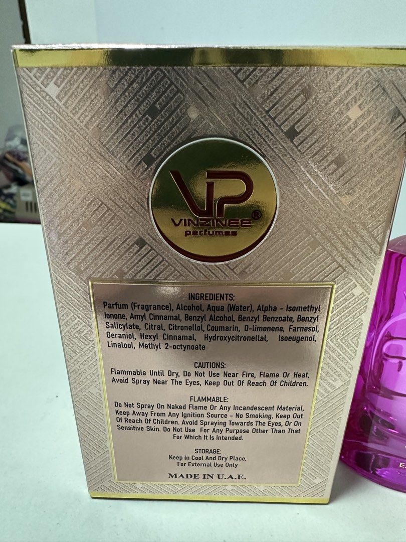 Vinzinee Crystal Pink (Category: Fragrance & Deodorants) located in Cainta. Submitted by sploot1 (Listing ID 1438620504, Image 2). Description: Few sprays missing. Like new. 100% legit bought from trusted seller. No issues RFS did not like scent Can do shipping via lalamove Gcash payment only via shipping Cainta Rizal loc.