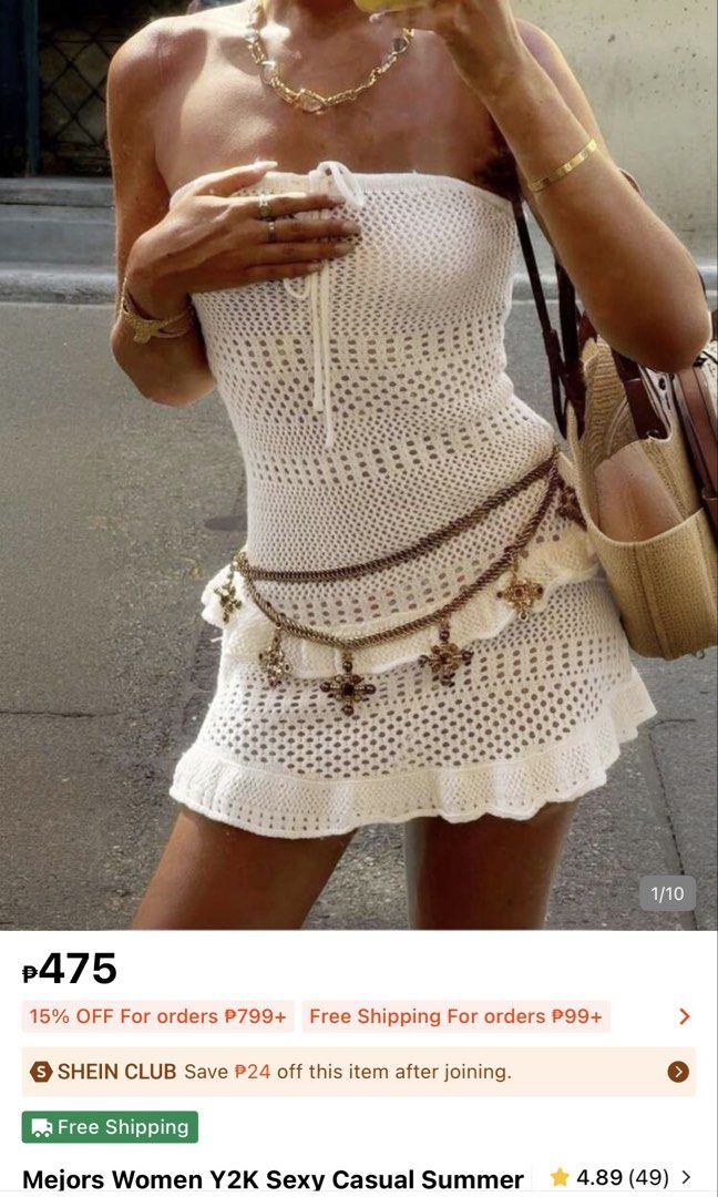 White Crochet Beach Dress (Category: Dresses) located in Bacoor. Submitted by lrmonzon (Listing ID 1438568988, Image 2). Description: - White crochet strapless dress - Ideal for beach days or casual parties - Used once.