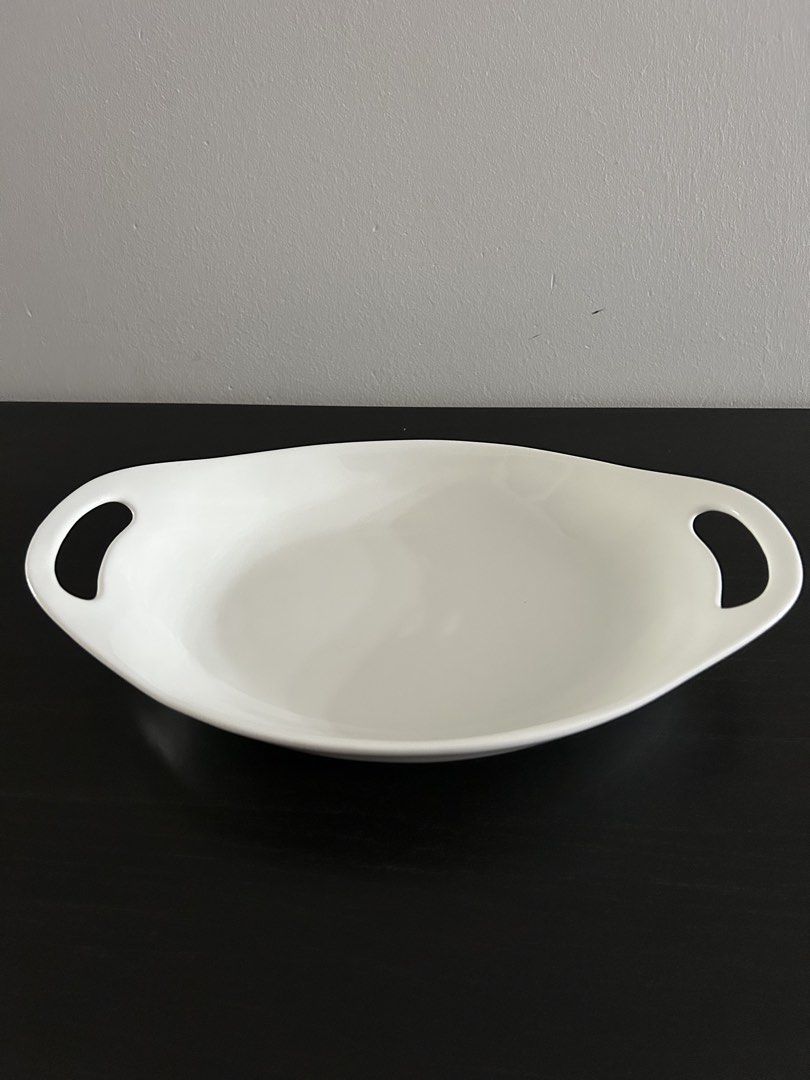 White Oval Serving Dish with Handles457444897273292800