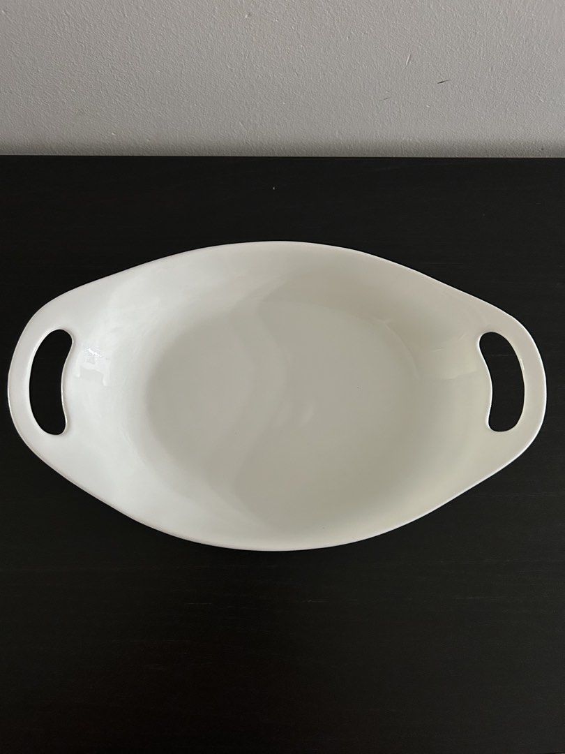 White Oval Serving Dish with Handles457444897273292801