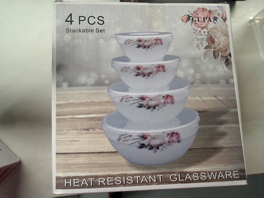 4-Piece Stackable Heat Resistant Glass Bowls458309952131584000