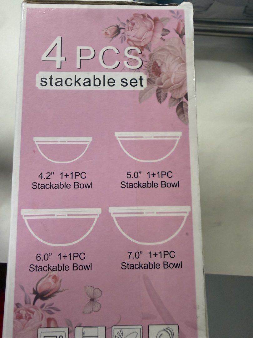 4-Piece Stackable Heat Resistant Glass Bowls458309952131584003