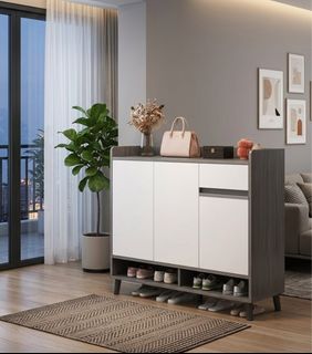 Curated visual reference: Cream Colored Shoe Cabinet Home Entryway Cabinet Wall Mounted Photo Inspiration