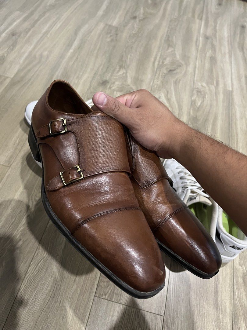 Aldo Brown Leather Monk Strap Shoes (Category: Dress Shoes) located in Cavite. Submitted by askingryan (Listing ID 1438877950, Image 1). Description: - Aldo brown leather monk strap shoes - Double buckle closure - Classic design - Black sole - Suitable for formal and casual occasions.