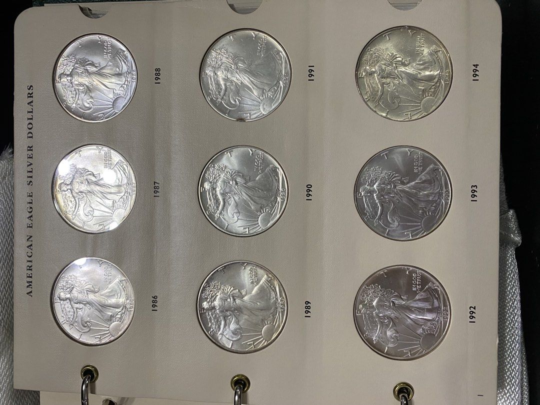 American Silver Eagle 1986 to Present (Category: Currency) located in Taguig. Submitted by dcollector971 (Listing ID 1438822860, Image 2). Description: Set of American Silver Eagle Dollar Silver Coin.