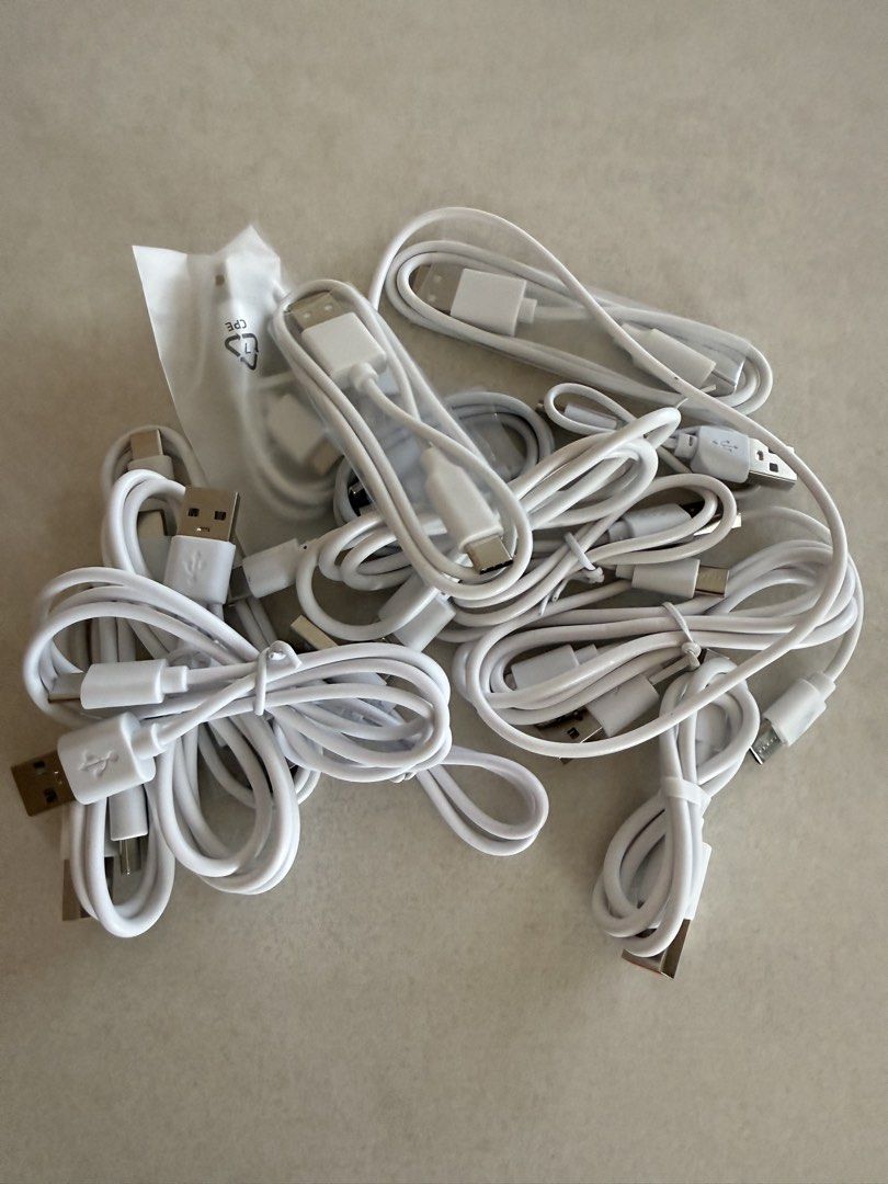 Assorted USB Charging Cables - Black and White (Category: Chargers & Cables) located in Singapore. Submitted by mindspace23 (Listing ID 1438698758, Image 2). Description: - Assorted USB charging cables - Includes black and white cables - Perfect for extra charging cables Almost 20pcs of Type C, brand new.