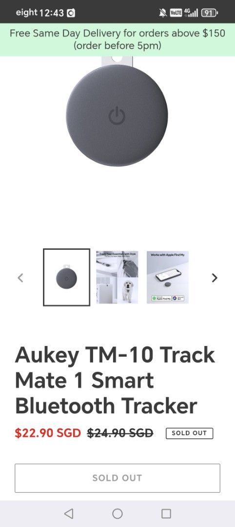 AUKEY TM-10 Track Mate 1 Smart Bluetooth Tracker458260885286440961