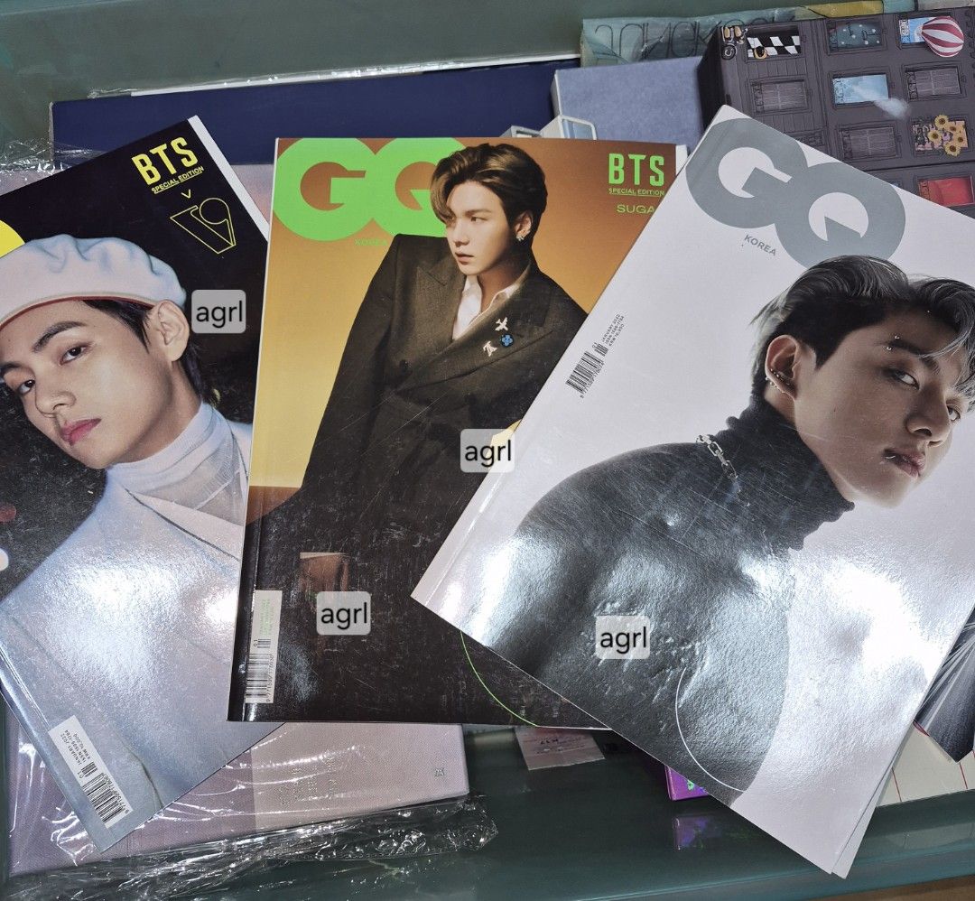 BTS V, RM, Jungkook GQ Korea Magazine (Category: K-Wave) located in Manila. Submitted by agrlapitan (Listing ID 1438787817, Image 1). Description: - GQ Korea magazines - Features BTS members V, RM, and Jungkook - Each magazine with a unique cover - Ideal for ARMY collectors.