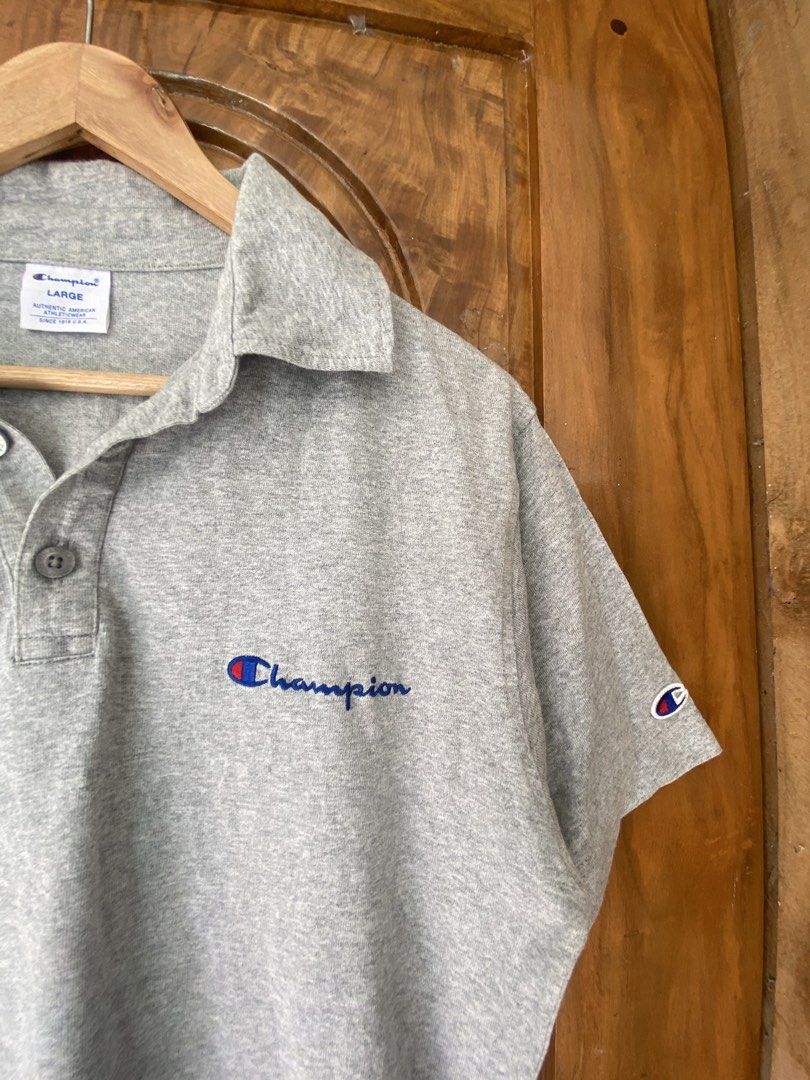 Champion Polo Shirt - Gray - Large (Category: Tshirts & Polo Shirts ) located in Tubigon. Submitted by theogarments (Listing ID 1438737903, Image 2). Description: Champion Polo Shirt -authentic -excellent -need wash -20 width -27 lenght -9.5/10 Colorrate.