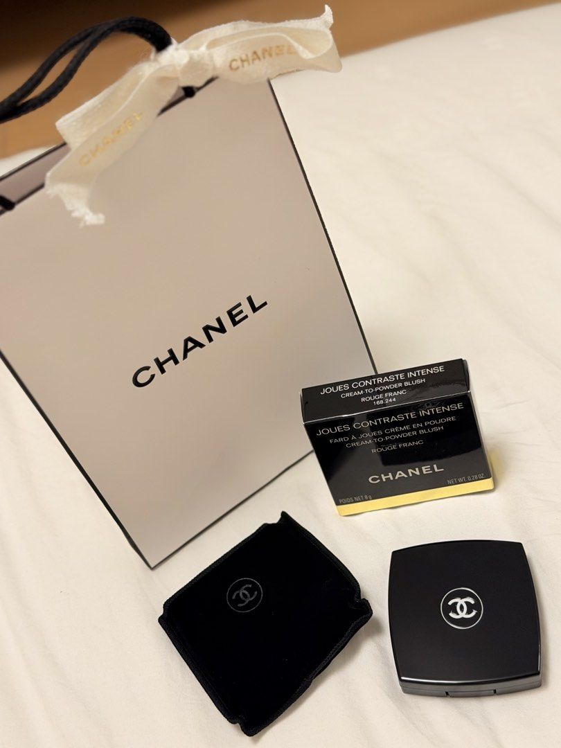 Chanel Intense Cream-to-Powder Blush (Category: Makeup) located in Quezon City. Submitted by jquimmyy (Listing ID 1438751098, Image 1). Description: - Bought it from Hong Kong RFS: need to let some of my makeups go - Authentic Chanel Joues Contraste Intense Cream-to-Powder Blush in Rouge Franc - Includes original box, dust bag, and compact - Features a vibrant red shade - Comes with a Chanel paper bag.