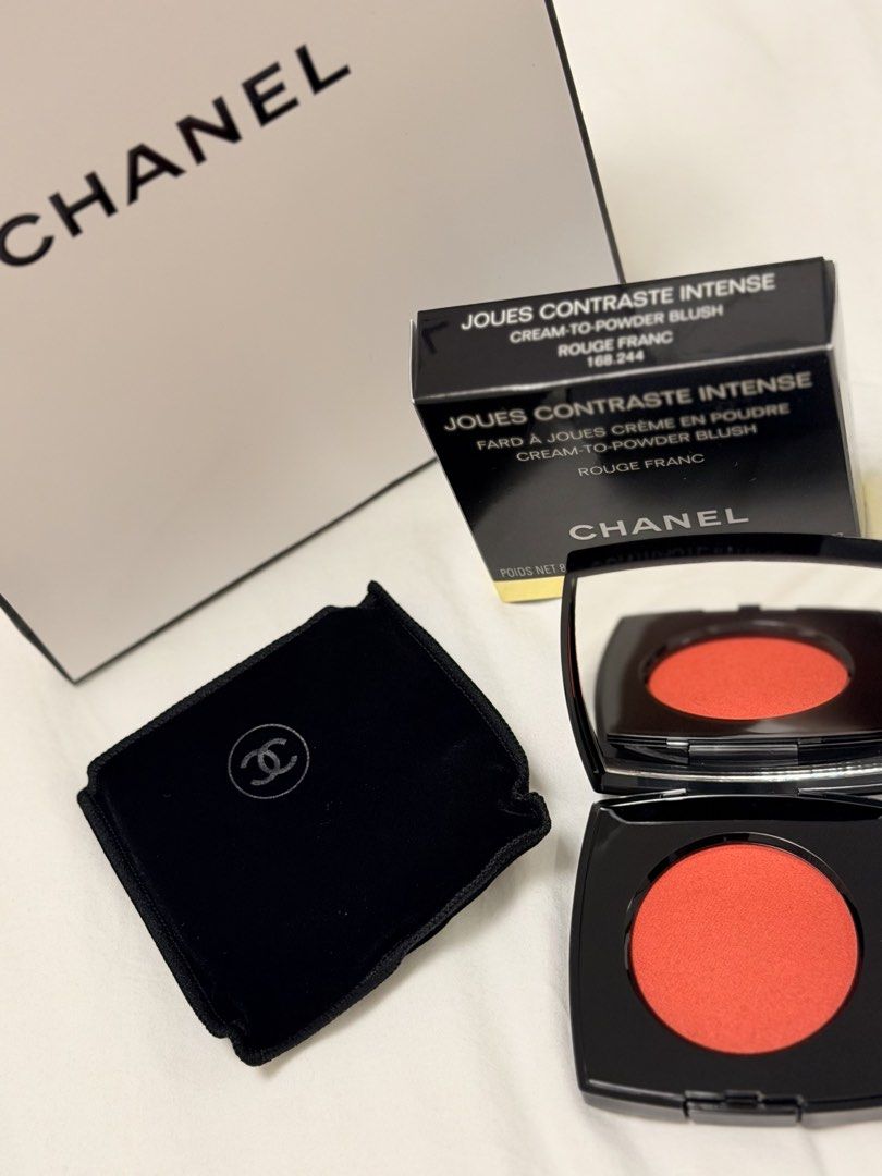 Chanel Intense Cream-to-Powder Blush (Category: Makeup) located in Quezon City. Submitted by jquimmyy (Listing ID 1438751098, Image 2). Description: - Bought it from Hong Kong RFS: need to let some of my makeups go - Authentic Chanel Joues Contraste Intense Cream-to-Powder Blush in Rouge Franc - Includes original box, dust bag, and compact - Features a vibrant red shade - Comes with a Chanel paper bag.