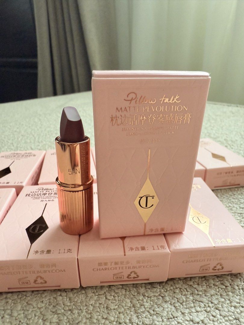 Charlotte Tilbury Lipstick “Pillowtalk” Mini (Category: Makeup) located in Consolacion. Submitted by ruuukiadc (Listing ID 1438793169, Image 2). Description: The Charlotte Tilbury Pillow Talk Mini Lipstick is a travel-sized version of the brand’s bestselling Matte Revolution lipstick in the iconic Pillow Talk shade — a soft nude-pink designed to flatter many skin tones. It features a creamy matte formula enriched with Lipstick Tree Extract and or
