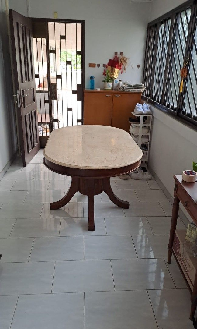 Dining Table (Category: Tables & Sets) located in Singapore. Submitted by vtreeflooring (Listing ID 1438711376, Image 1). Description: almost new condition marble top length 150cmx90cm. self collect at bishan . kindly contact me at 8862 6676 if interested price can negotiate. moving house now many things to clear ..