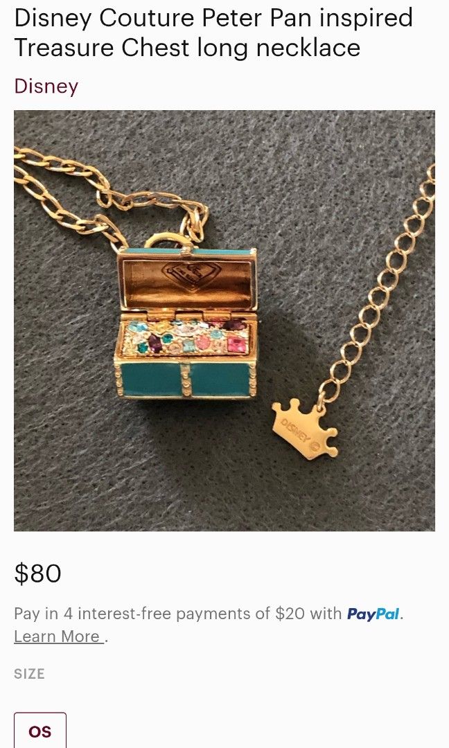 Disney Peter Pan Treasure Necklace (Category: Necklaces) located in Quezon City. Submitted by temmtem (Listing ID 1438746955, Image 3). Description: Bought from the US Collectors Item Chest can open as seen in pic.