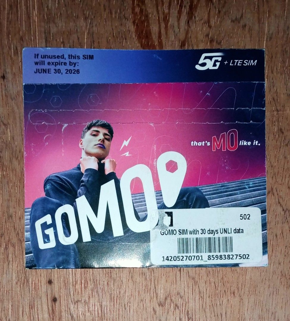 GOMO 5G + LTE SIM with 30 Days UNLI Data (Category: Sim Cards) located in Manila. Submitted by robert.com (Listing ID 1438874947, Image 1). Description: - 30 days UNLI data - 5G + LTE SIM - Expires June 30, 2026 - Activate via GOMO PH app - For inquiries, contact @getgomo, @gomo_ph, or @gomo.ph manila meet.