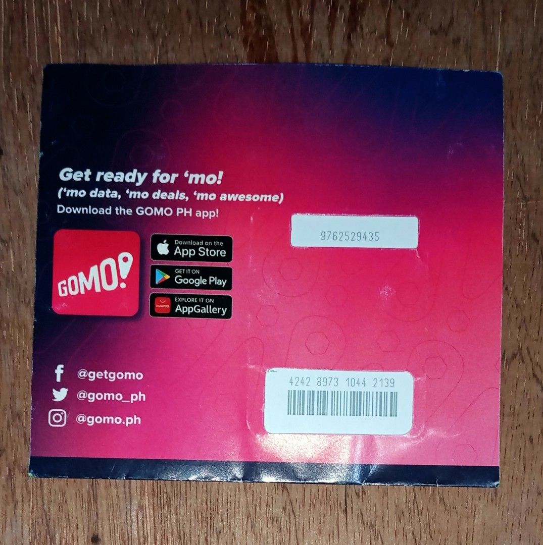 GOMO 5G + LTE SIM with 30 Days UNLI Data (Category: Sim Cards) located in Manila. Submitted by robert.com (Listing ID 1438874947, Image 2). Description: - 30 days UNLI data - 5G + LTE SIM - Expires June 30, 2026 - Activate via GOMO PH app - For inquiries, contact @getgomo, @gomo_ph, or @gomo.ph manila meet.