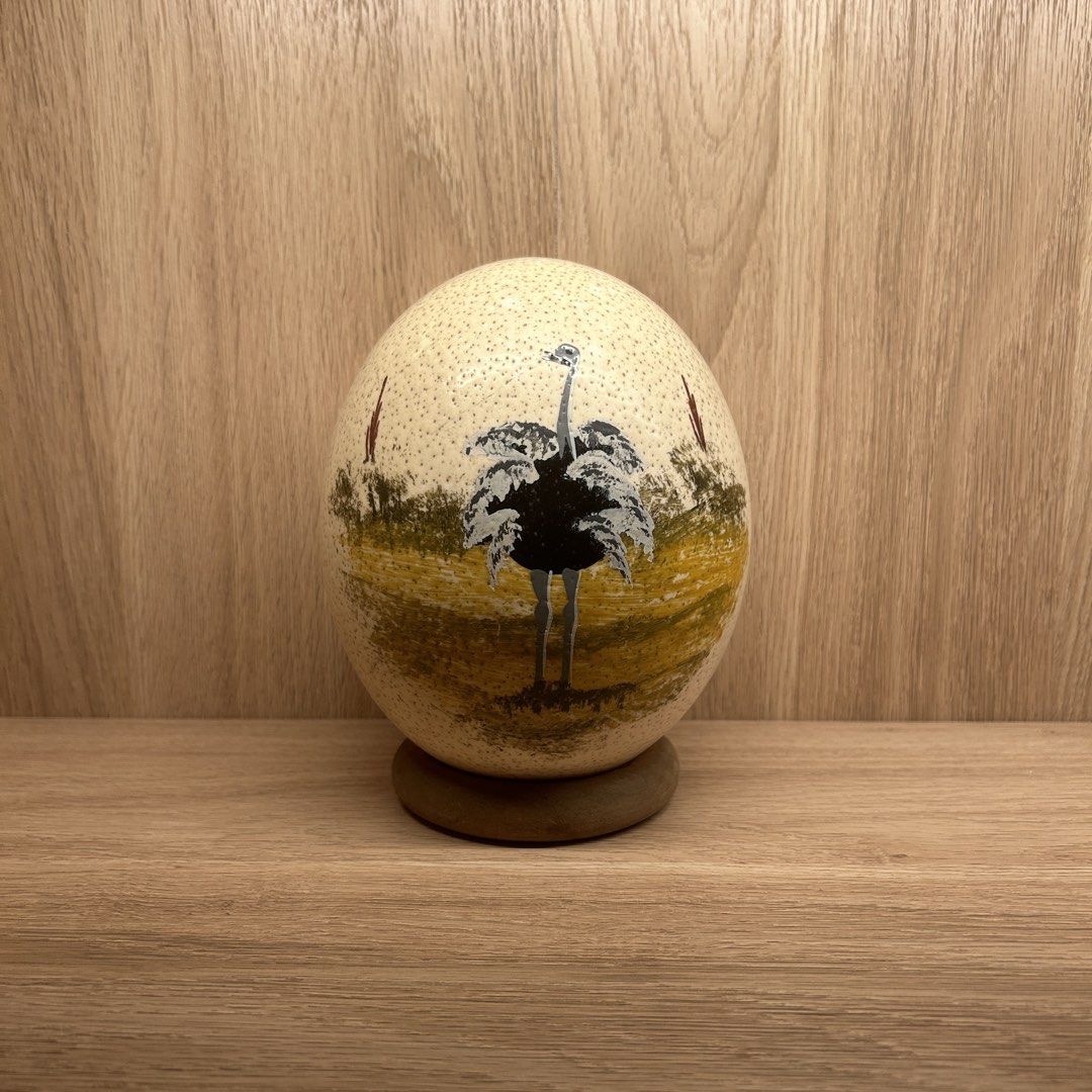 Hand-Painted Ostrich Egg Shell with Stand (Category: Other Home Decor) located in Paranaque City. Submitted by lnce.e (Listing ID 1438746565, Image 1). Description: Ostrich egg shell only w/ stand Hand painted ostrich Parañaque Loc .