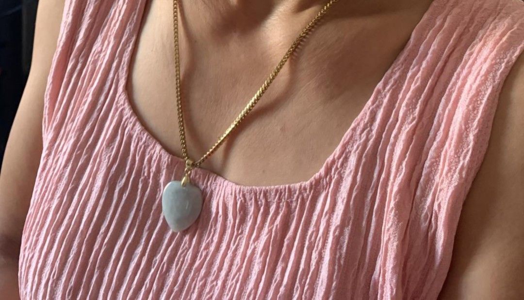 Heirloom Jadeite Jade Heart Pendant (Category: Necklaces) located in Calamba. Submitted by mariacarme86067 (Listing ID 1438728765, Image 3). Description: Heirloom Jadeite Jade Heart Pedant for Sale The first 2 photos show the exact same 5 pendants. The green color pops out depending on the light and background. Selling these for 1000 each Last photo is from a previous client. The gold necklace is hers. Ships from Nuvali via LBC.
