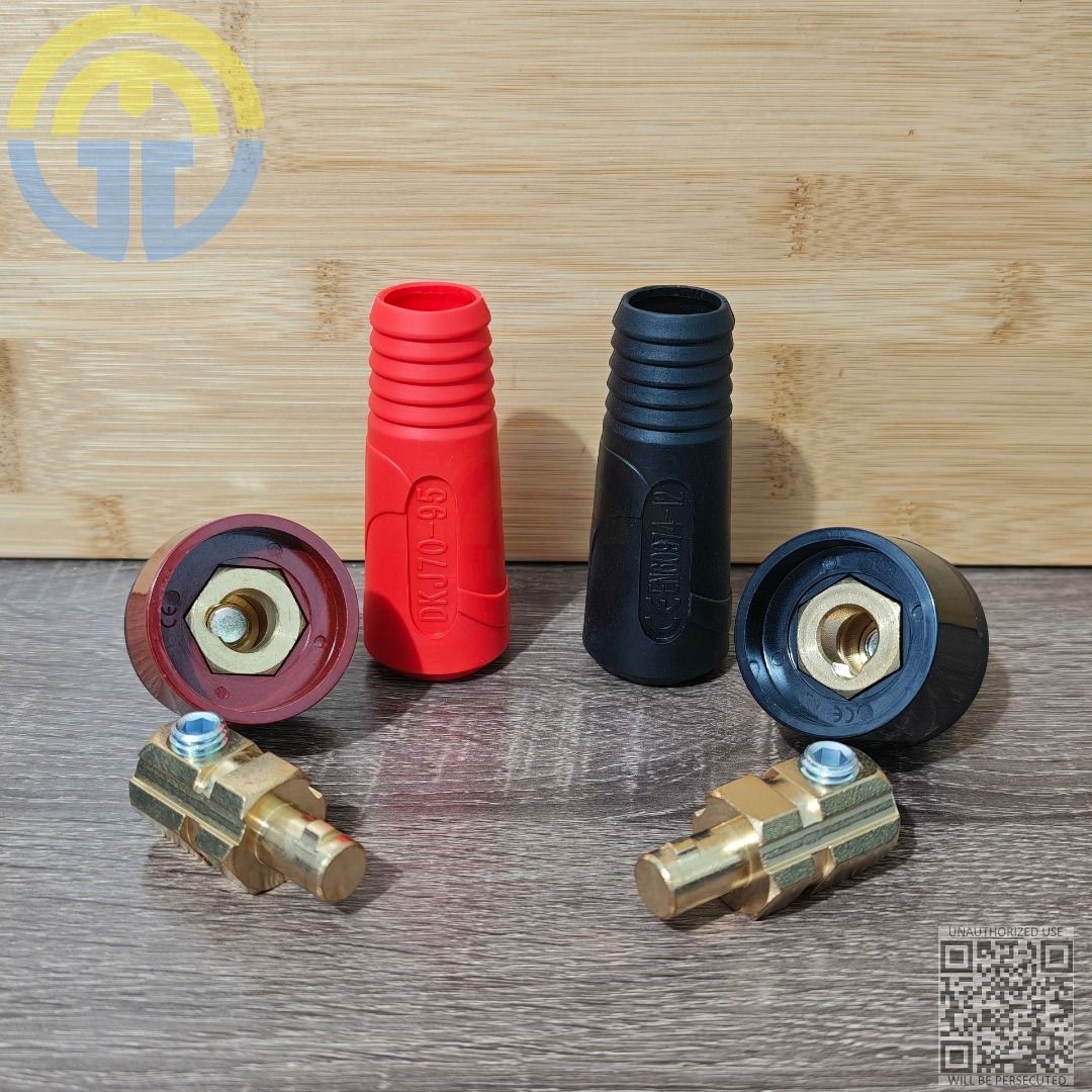 High Performance Welding Cable Connector Plug Socket Set DKJ 70-95 500A (Category: Construction Tools & Equipment) located in Mandaluyong City. Submitted by gavz6488 (Listing ID 1438804838, Image 1). Description: The DKJ 70-95 welding connector is a heavy-duty quick plug designed for welding cables sized 70–95 mm², typically rated for 400–500A current. It uses a brass core for excellent conductivity and a rubberized sleeve for insulation, making 