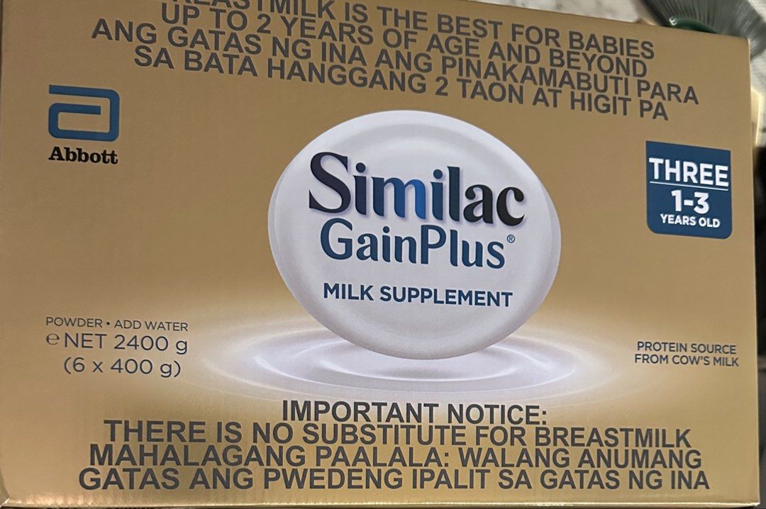 Similac Gain Plus 1-3 y/o (Category: Breastfeeding & Bottle Feeding) located in Caloocan City. Submitted by art_declutter (Listing ID 1438862714, Image 1). Description: 2.4kg.