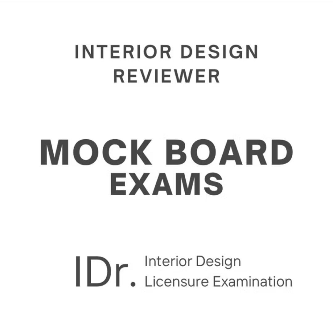 Interior Design Mock Board Exams (Category: Assessment Books) located in Dagupan City. Submitted by kc.declutters (Listing ID 1438844401, Image 1). Description: Used as a questionnaire only! .