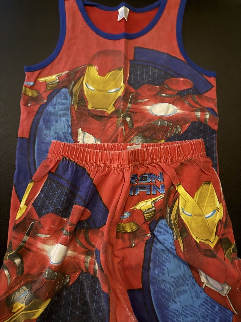 Iron Man Pajama Set (Category: Babies & Kids Fashion) located in Bulacan. Submitted by emjay_17 (Listing ID 1438807457, Image 1). Description: - Iron Man pajama set - Includes a tank top and shorts - Tank top: Red with red neckline and armholes - Shorts: Red with blue accents and Iron Man logo - Shorts feature an elastic waistband - Comfortable and stylish!.