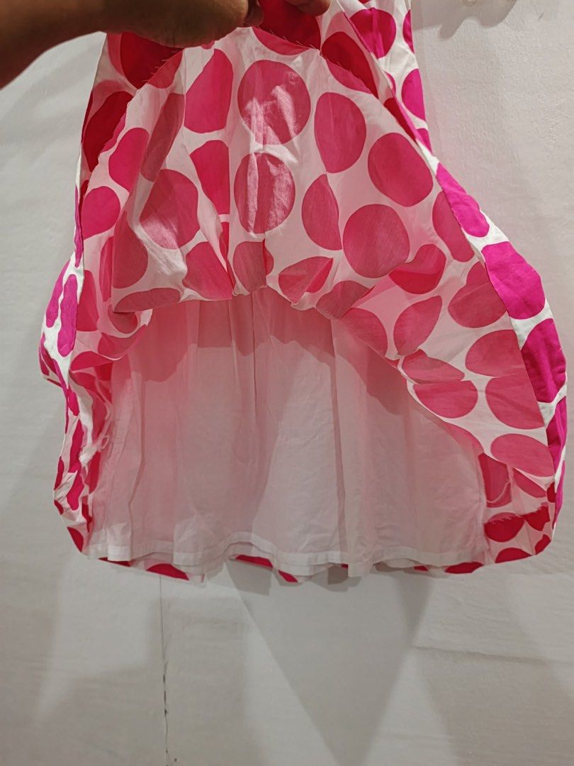 Jacadi Paris Polka Dot Dress (Category: Babies & Kids Fashion) located in Quezon City. Submitted by egabriels (Listing ID 1438698280, Image 2). Description: - Jacadi Paris dress - Polka dot pattern - Sleeveless design - Gathered waist - Size 4A (fits child) - Lightweight fabric - Made in Madagascar.