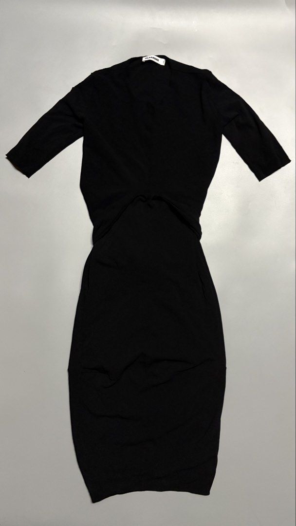 Jil Sander Womens Mainline dress from Fall/Winter 2017 | Raf Simons (Category: Luxury Apparel) located in Tayabas. Submitted by tayabaskartell (Listing ID 1438778607, Image 3). Description: Jil Sander Womens Mainline RTW dress from Fall/Winter 2017, made of technical polyamide fabric, likely part of their minimalist structured / utilitarian direction during that era. Jil Sander Long Black Dress | Double Mesh Fabric|Ties At The Back| made of techn