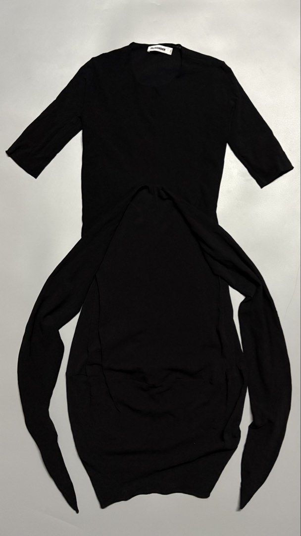 Jil Sander Womens Mainline dress from Fall/Winter 2017 | Raf Simons (Category: Luxury Apparel) located in Tayabas. Submitted by tayabaskartell (Listing ID 1438778607, Image 1). Description: Jil Sander Womens Mainline RTW dress from Fall/Winter 2017, made of technical polyamide fabric, likely part of their minimalist structured / utilitarian direction during that era. Jil Sander Long Black Dress | Double Mesh Fabric|Ties At The Back| made of techn