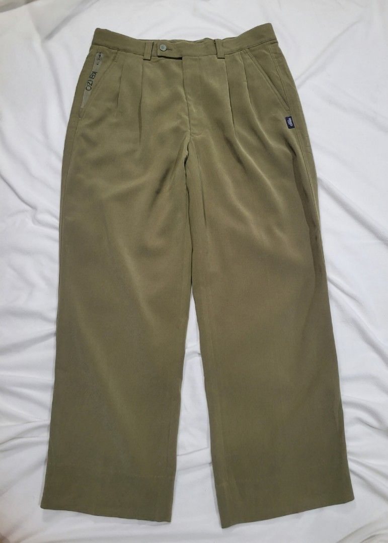 Vintage Kenzo Golf Double Pleated Pants (Category: Trousers) located in Bulacan. Submitted by oldfold (Listing ID 1438863363, Image 1). Description: Very good condition. No issues. Premium quality fabric. Waist: 34 Length: 39 Hem: 9.