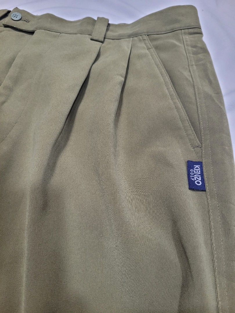 Vintage Kenzo Golf Double Pleated Pants (Category: Trousers) located in Bulacan. Submitted by oldfold (Listing ID 1438863363, Image 3). Description: Very good condition. No issues. Premium quality fabric. Waist: 34 Length: 39 Hem: 9.