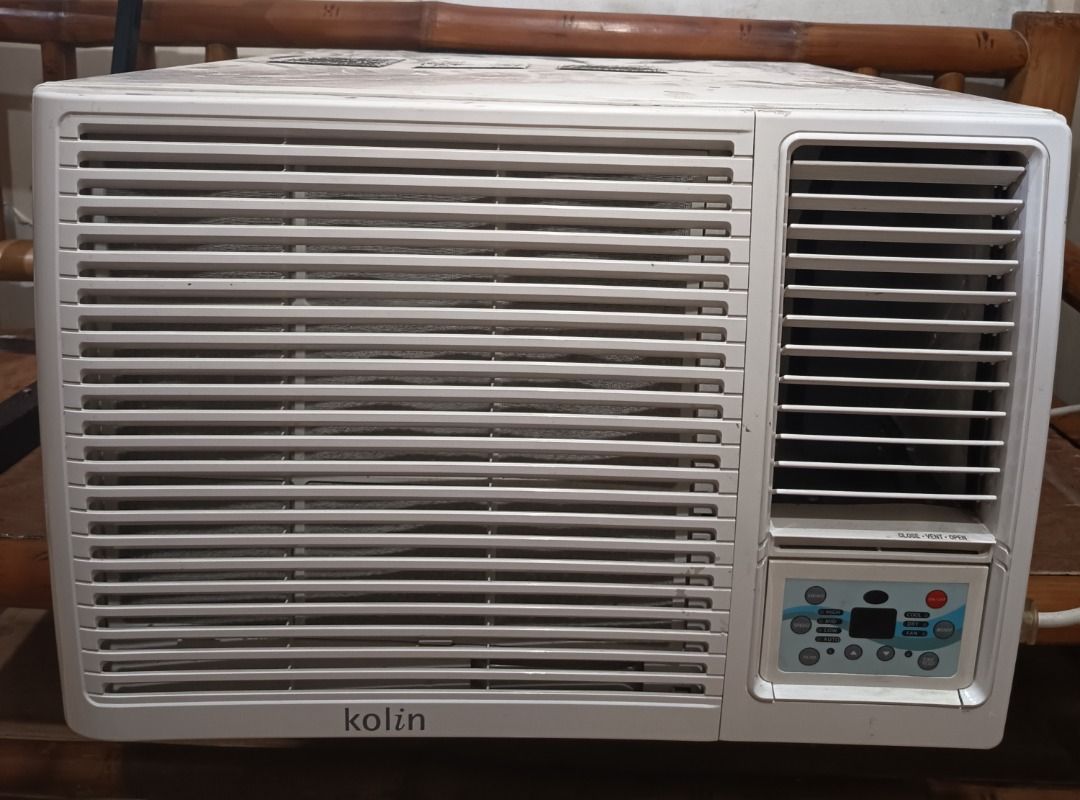 Kolin Window Type Air Conditioner 1.5HP (Category: Air Conditioning and Heating) located in Pasig City. Submitted by ta.ccc (Listing ID 1438875851, Image 1). Description: - Kolin Window Type Air Conditioner - 1.5 HP with Remote Control - Cooling Capacity: 13,000 kj/h - Rated Current: 5.8A - Rated Power Input: 1,160 W - Refrigerant: R410A - Dimensions: 560 x 668 x 375 mm - Washable Filter - High-Quality Motor.