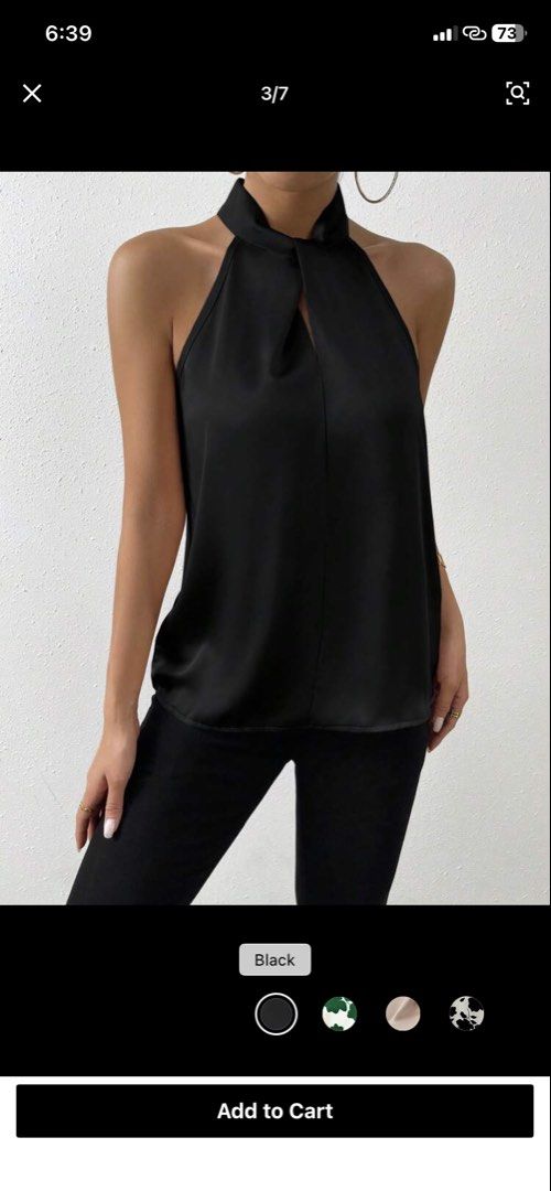 M SHEIN BLACK SATIN HALTER CLASSY ELEGANT TOP (Category: Blouses) located in Solano. Submitted by LilysDressShop (Listing ID 1438800359, Image 3). Description: MED.