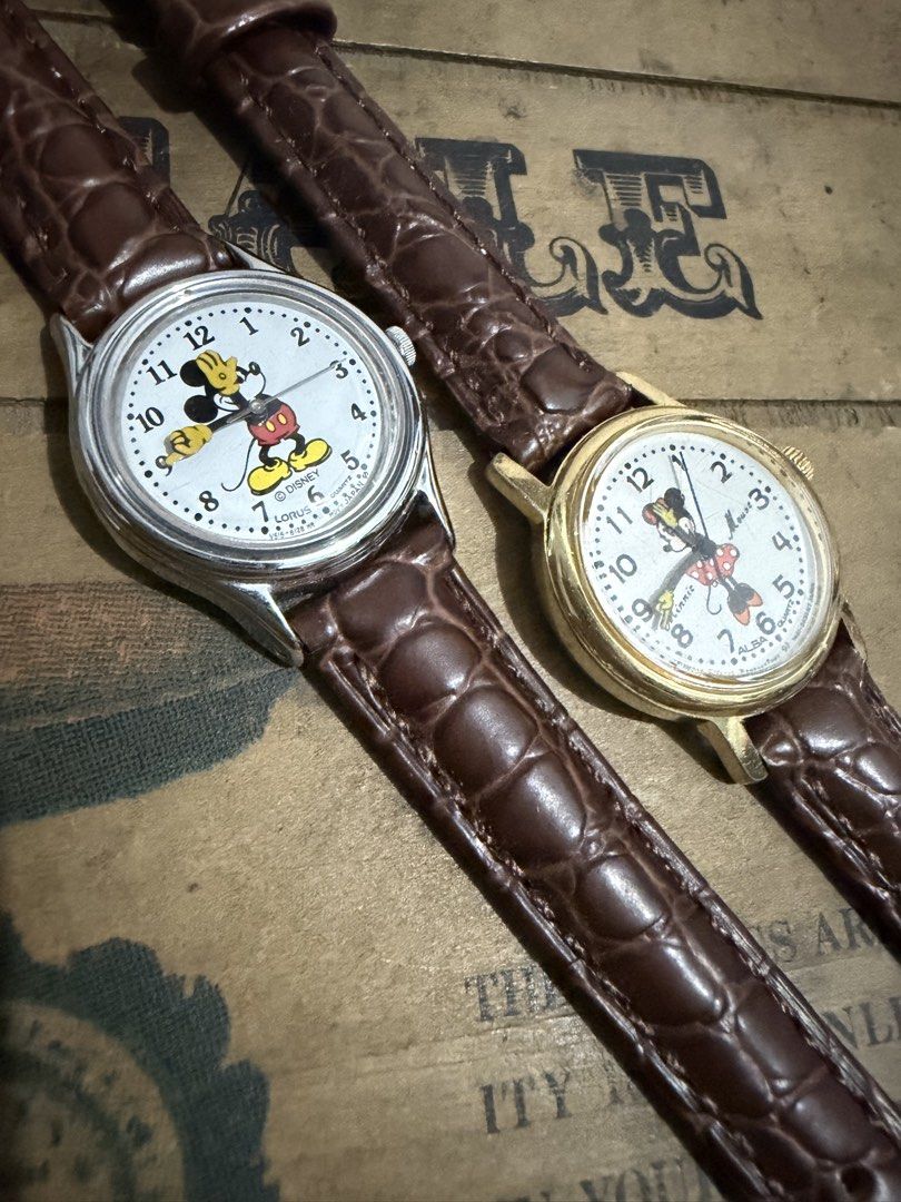 Mickey n Minnie Couple watch (Category: Women's Watches) located in Bacolor. Submitted by wristoryclockworksph (Listing ID 1438703219, Image 1). Description: Lorus Walt Disney Labeled Mickey Mouse Quartz Watch V515-6080 A1 Seiko Alba Minnie Mouse Watch Women 26mm White Dial Gold Tone Y401-0110 Selling for 2,000 each.