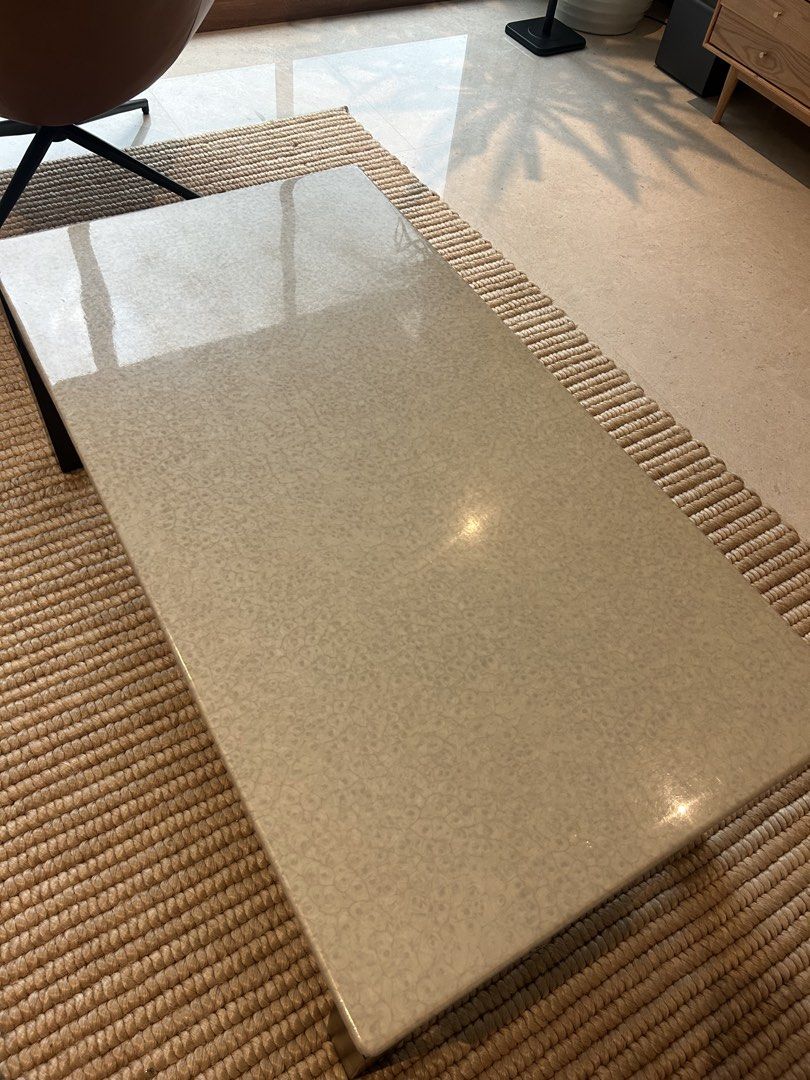 Modern Rectangular Coffee Table (Category: Tables & Sets) located in Singapore. Submitted by cre82 (Listing ID 1438791221, Image 1). Description: - Stylish rectangular coffee table - Unique speckled surface - Sleek, modern design - Sturdy and well-maintained - Ideal for living rooms and lounges.