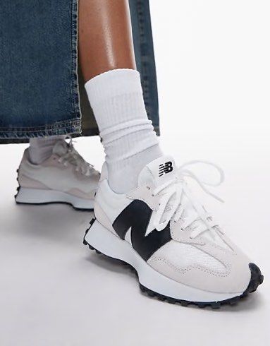 New Balance 327 White Sneakers (Category: Sneakers) located in Manila. Submitted by helzn (Listing ID 1438745125, Image 1). Description: - LOWEST PRICE: New Balance 327 sneakers, just needs cleaning - Color: White with black accents - Features the oversized 'N' logo - Black, textured soles - White laces and padded collar - New Balance logo on insoles.