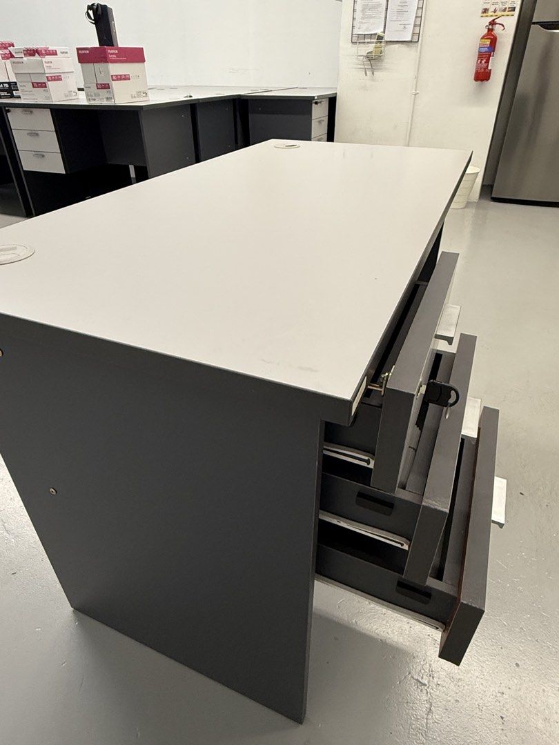 Office Desk with Drawers - Black and White, Furniture &amp; Home Living ...