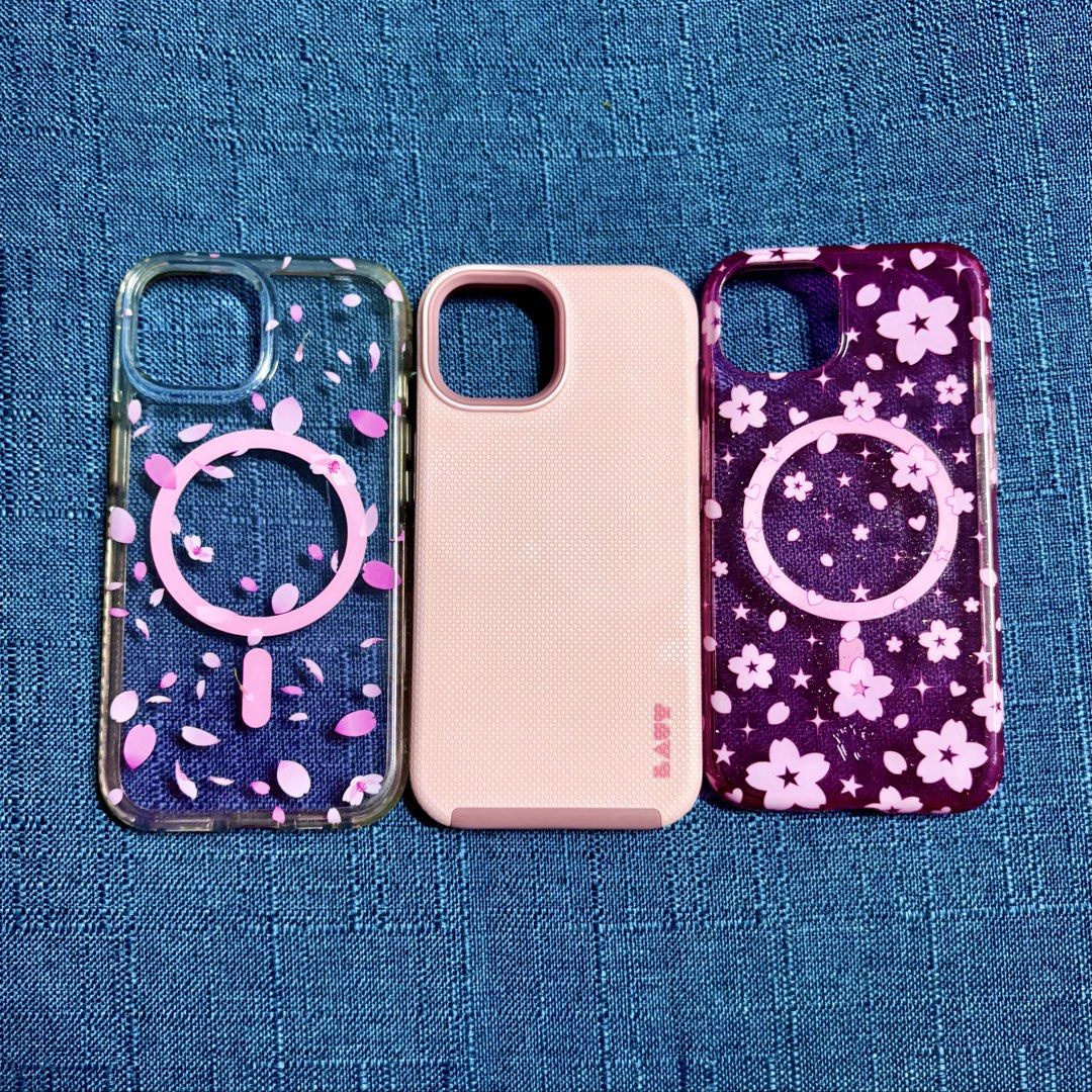 Original and branded pink iphone 13/14 cases 🌸 (Category: Cases & Sleeves) located in Quezon City. Submitted by aychie (Listing ID 1438711475, Image 1). Description: For sale: Original and branded pink iphone 13/14 cases 🌸 - Velvet Caviar - Tech 21 - Laut Loc: Fairview or Katipunan QC.