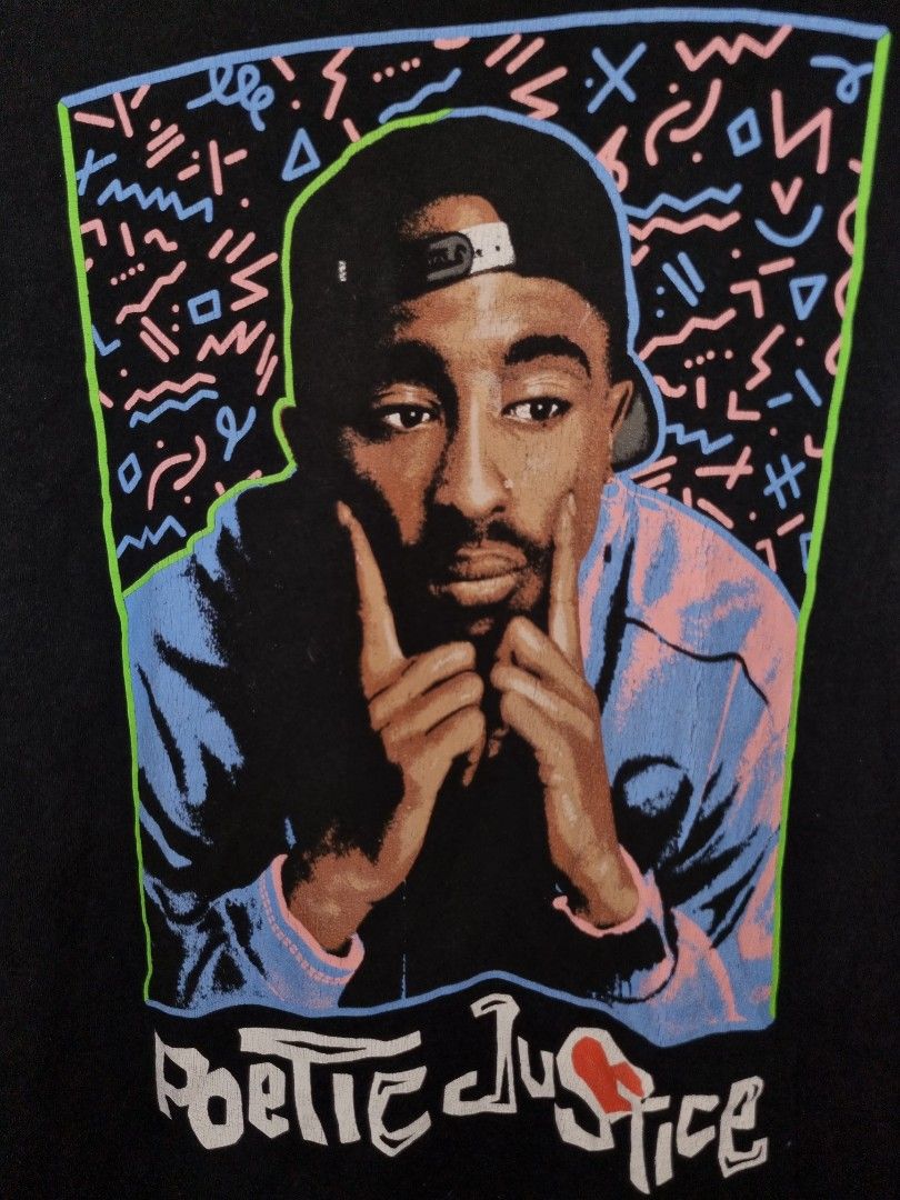 Poetic Justice Tupac Graphic Tee - Large (Category: Tshirts & Polo Shirts ) located in Manila. Submitted by solotrifting (Listing ID 1438761235, Image 2). Description: - Tupac Shakur "Poetic Justice" graphic on the front. - Size: Large - Material: 100% Cotton - Style: Crew neck, short sleeves - Features the words "Poetic Justice" in the graphic..