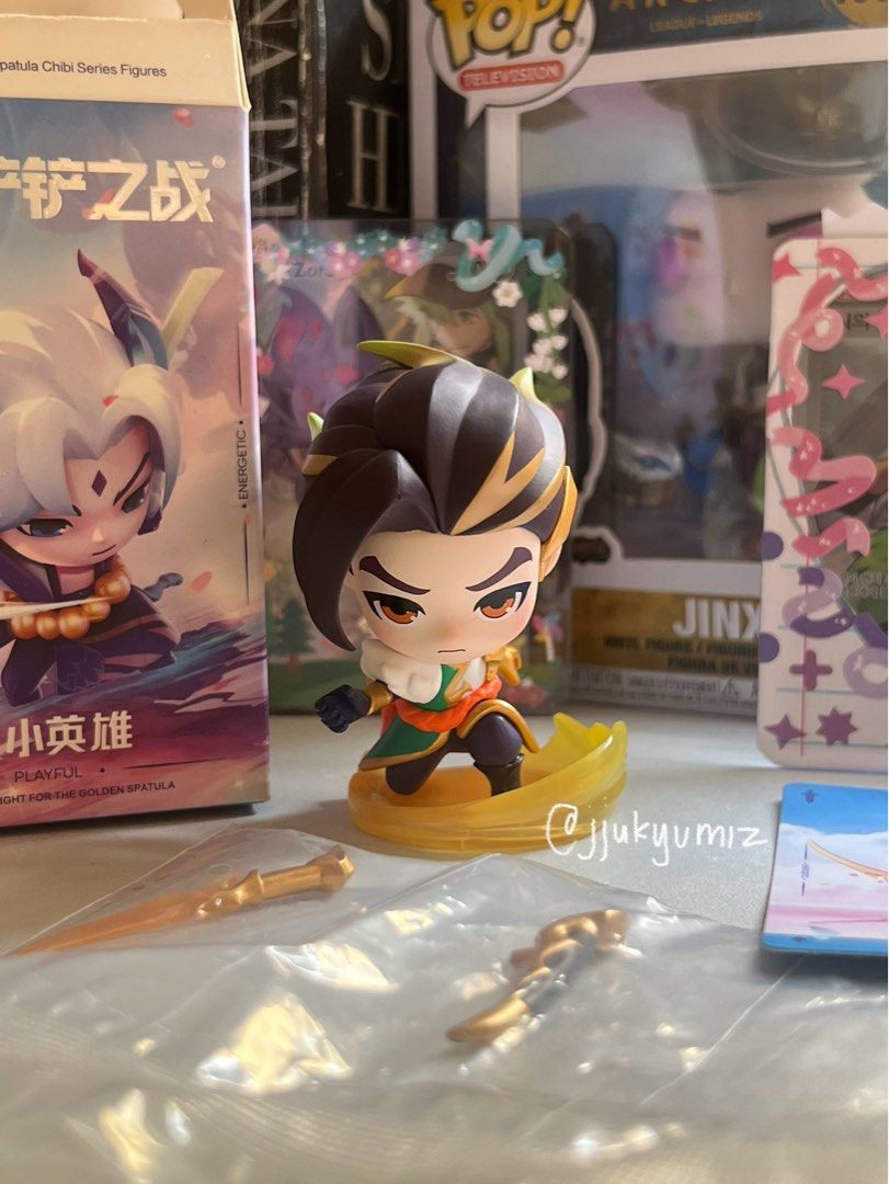 Pop Mart Chibi Yasuo Golden Spatula (Category: Figurines & Statues) located in Quezon City. Submitted by jjukkyumiz (Listing ID 1438724419, Image 1). Description: Pop Mart League of Legends/TFT Yasuo Chibi Playful Golden Spatula Series figure RFS: Yasuo not my main 🥲 He deserves to be with someone who mains him! • Never used, but it came with flaws upon opening. - See pictures for details • Includes accessories - Never opened them except for the